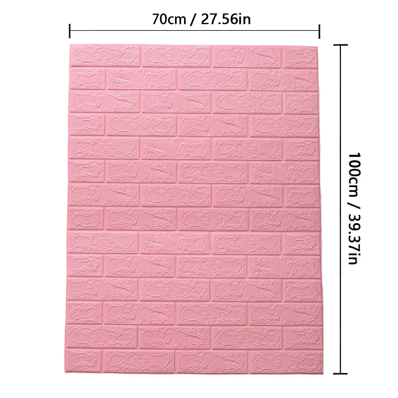 Self Adhesive PVC Waterproof Wallpaper For Home Decoration Peel and Stick 3D Foam Faux Brick Pattern Wall Stickers 70cmx2m