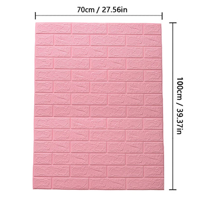 Self Adhesive PVC Waterproof Wallpaper For Home Decoration Peel and Stick 3D Foam Faux Brick Pattern Wall Stickers 70cmx2m