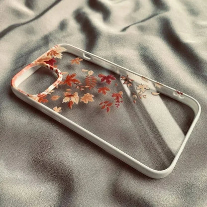 Fashion Yellow Fallen Leaves Phone Case For iPhone 17 16 15 14 13 12 11 Pro Max X XR 7 8 Plus Maple Leaf Hard Clear Shell Cover.