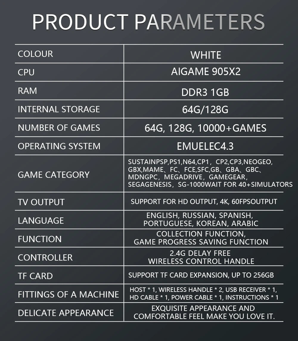 BOYHOM Y6 Retro Game Console 4K 60fps HDMI Output Low Latency GD10 TV Game Stick Dual Handle Portable Home Game Console for GBA.