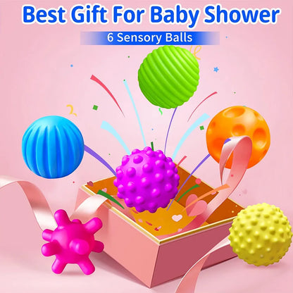 6PCS Textured Balls for Baby Sensory Play 6-12 Months, Activity Multi Soft Ball, Montessori Shower Toys for Toddlers 1-3 Years.