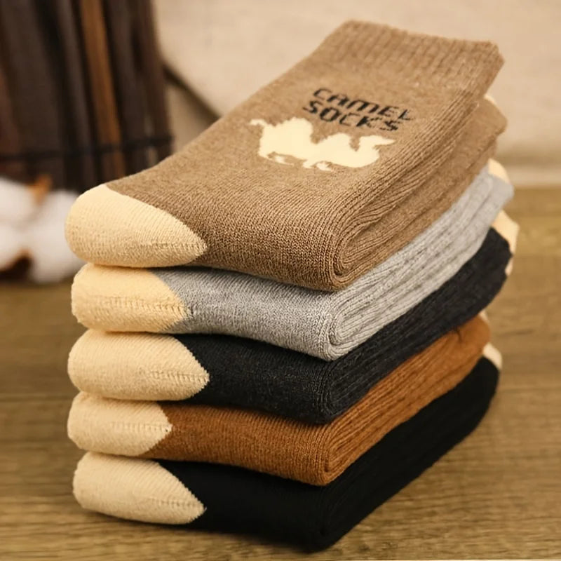 5 Pairs Men Thicken Warm Socks High Quality Casual Comfortable Soft Against Cold Snow Winter Middle Tube Women Male's Sock.