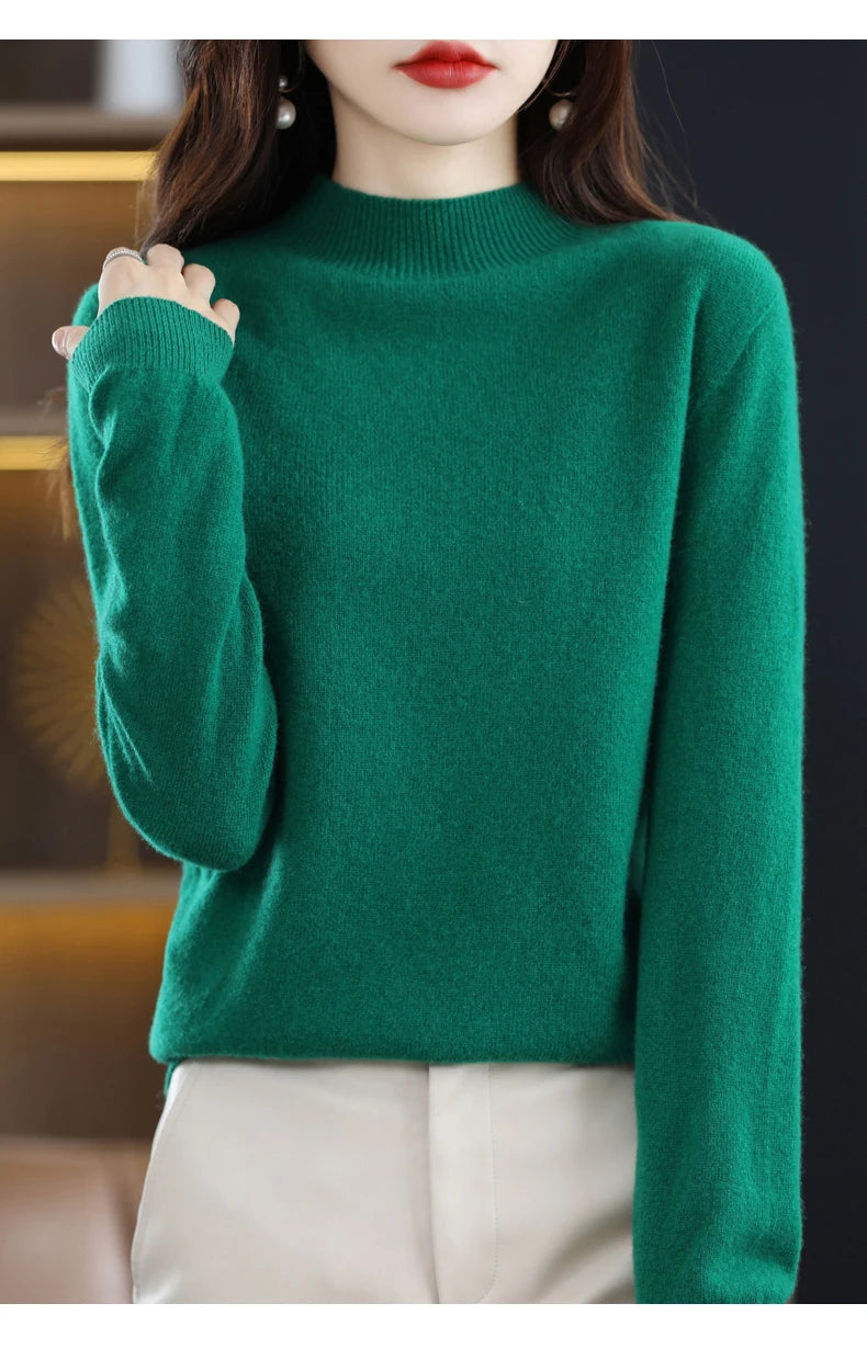 2025 Women's Casual Knit Tops Half-neck Pullover In Autumn And Winter New Cashmere Sweater Women's Coat 19 Colors.