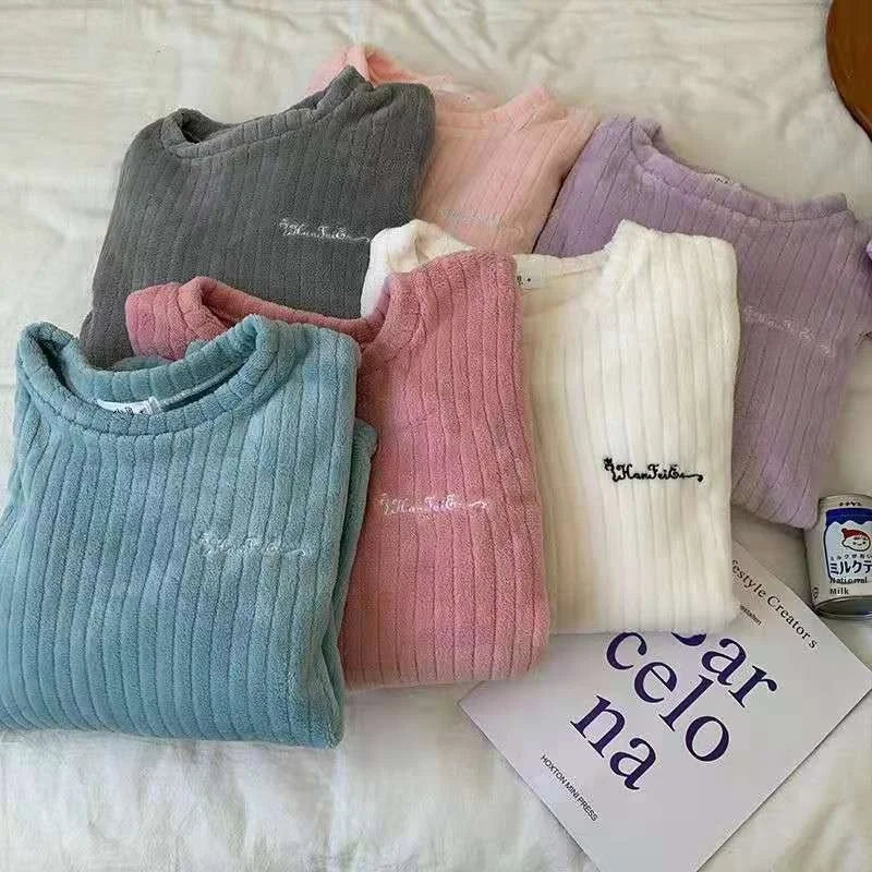 New Autumn/Winter Coral Fleece Pyjamas for Women Thickened Homewear Student Comfort Cotton Fleece Plus Size Fashion Pyjama Set.