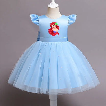 Die kleine Meerjungfrau elegante Prinzessin Spitze Kleid Kinder kleider für Mädchen Vintage Kinder Geburtstags feier Kleider Weihnachts kleidung.