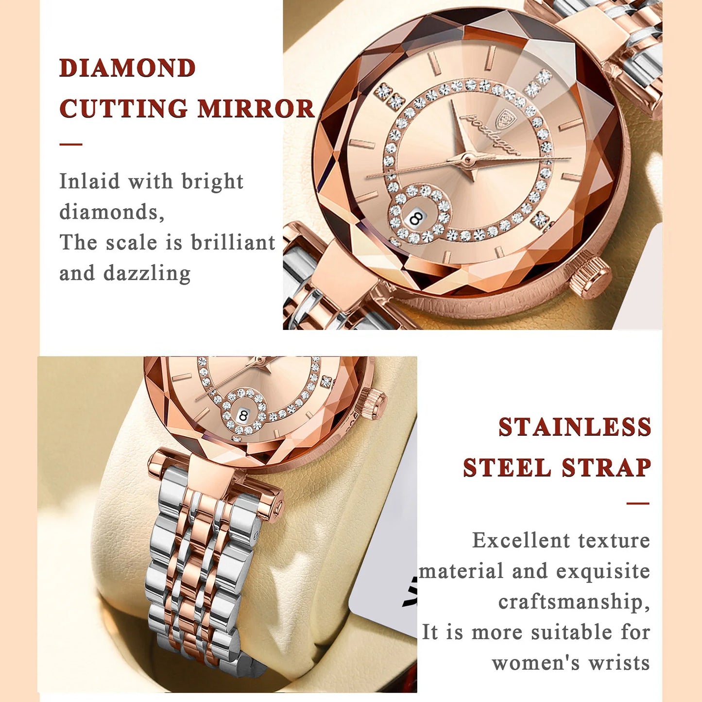 POEDAGAR Fashion Original Wristwatch For Woman Waterproof Stainless Steel Date Quartz Ladies Watch Luxury Casual Women's Watches.
