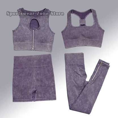 Yoga Suit High Waist Leggings Running Training Tights Sports Outfits Long Sleeve Crop Top Bra Seamless Fitenss Set Fitness Wear