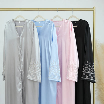 Ramadan Eid Open Beading Kimono Abaya Dubai Muslim Prayer Clothes Women Kebaya Kaftan Dress Islam Robe Arabe Femme Musulmane.