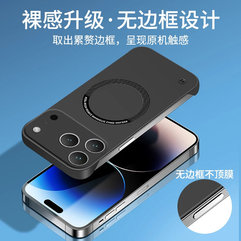 For IPhone 17 Pro Max Case for Magsafe Magnetic Frameless Hard PC Phone Case for IPhone 17 Air 17Pro 16E Shockproof Matte Cover.