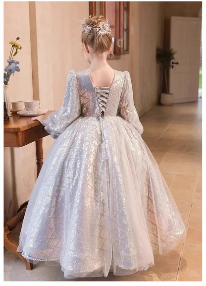 Mädchen Prinzessin Kleid Langarm Herbst Klavier Leistung Kleider Geburtstag Party Blumenmädchen Hochzeit Kinder Kleidung Abend.