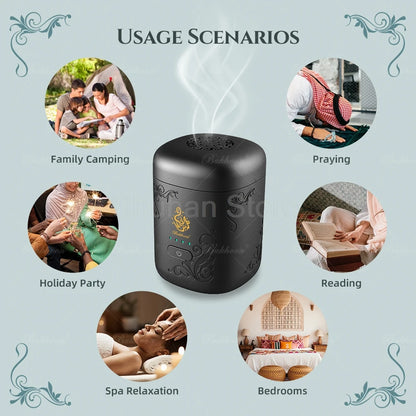 2025 New Arabic Aroma Diffuser USB Car Portable Electric Incense Burner Bakhoor Arabia Charcoal Burner Big Size Burning Space