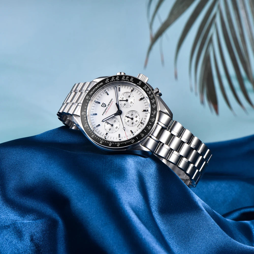 PAGANI DESIGN 2025 New Moon Watch Retro Luxury Quartz Watches For Men Stainless steel Luminous waterproof Sport Chronograph Man.