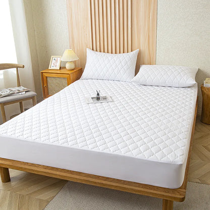 Waterproof Throw Mattress Cover Bed Fitted Sheet Mattress Protector Single/Double/140/160 Muti Size  Gray/White.