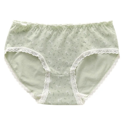 New Women Panties Antibacterial Cotton Lace Underwear Women's Floral Sweet Girls Briefs Mid-waist Shorts Female Lingerie M-XXL