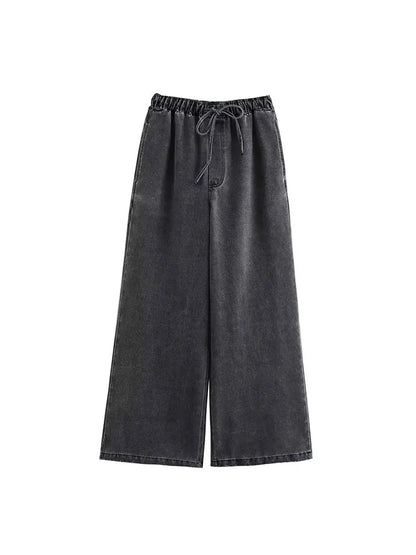 2024 Autumn Jeans Sets Women Turn-down Collar Casual Top Fashion High Waist Streetwear Female Denim Pant Two Piece Set.