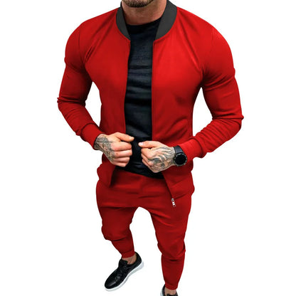 Amazon 2024 European and American men's clothing fitness sports trend outdoor leisure men's zipper suit