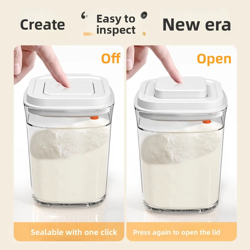 Square press storage tank sealed tank kitchen grains plastic candy jar fruit powder box transparent storage tank.