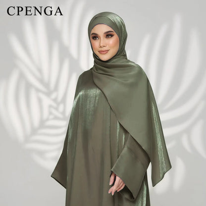 Two Piece Muslim Sets for Women Luxuru Dubai Hijab Abaya Dress Ramadan Saudi Arabia Modest Clothing Islamic Solid Church Outfits.