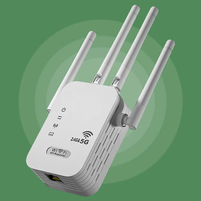 1200Mbps WiFi Signal Booster Wireless WiFi Repeater with WAN/LAN Port Dual-Band 2.4/5G WiFi Signal Amplifier WIFI Range Extender.