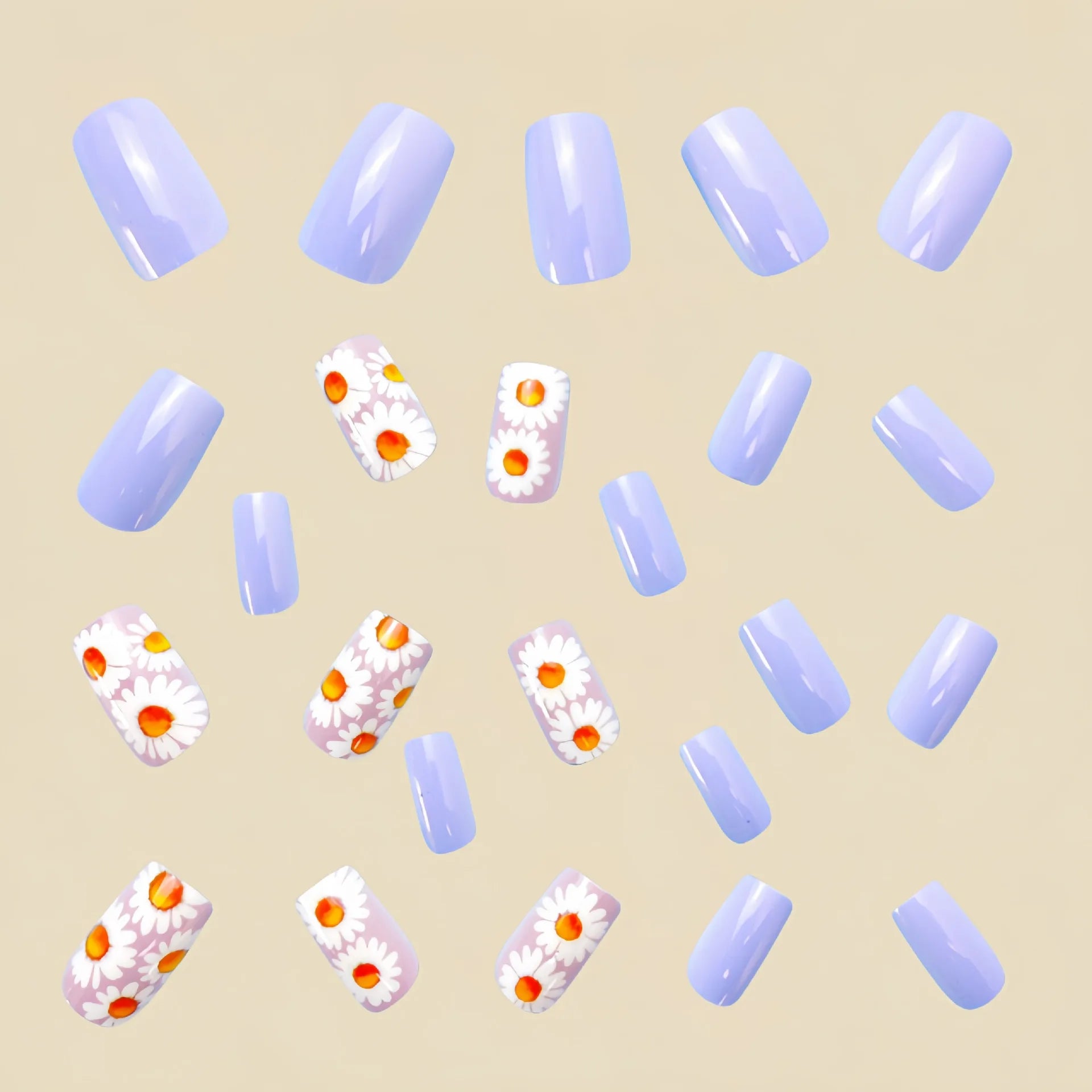 24pcs/set short medium long fake nails for Spring summer season gradient peach flowers butterfly heart press on false nail art.