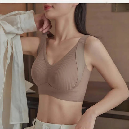 Plus Size Seamless Bra - Wireless Lift Anti-Sagging, Breathable Wide Strap Comfort for Women Daily & Sports.
