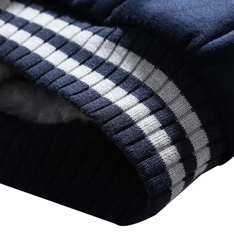 New Winter Fleece Thicken Men's Two-piece Zipper Sports Set Hooded Thermal Suit Casual Oversized Tracksuit 4XL 5XL Funny Suit.