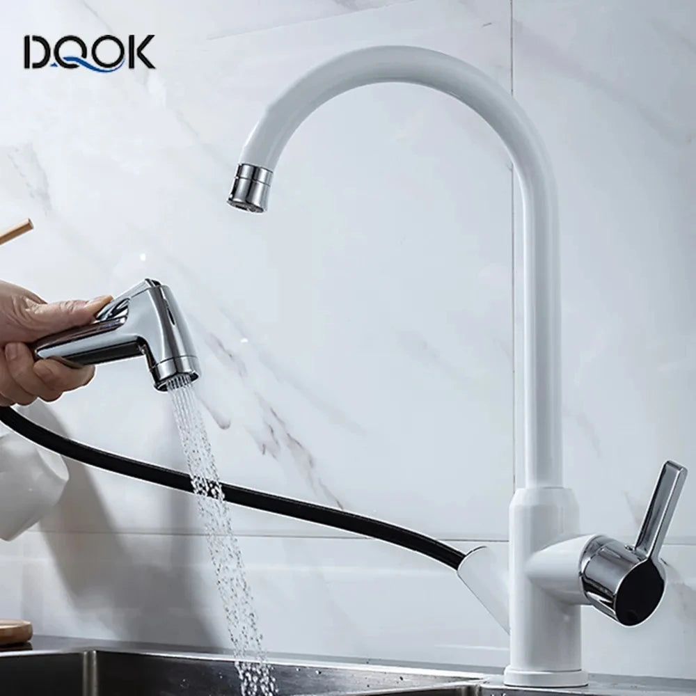 Brushed Nickel Kitchen Faucet Flexible Pull Out Nozzle Kitchen Sink Mixer Tap Stream Sprayer Head Deck Black Hot Cold Water Taps