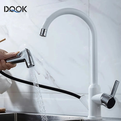 Brushed Nickel Kitchen Faucet Flexible Pull Out Nozzle Kitchen Sink Mixer Tap Stream Sprayer Head Deck Black Hot Cold Water Taps