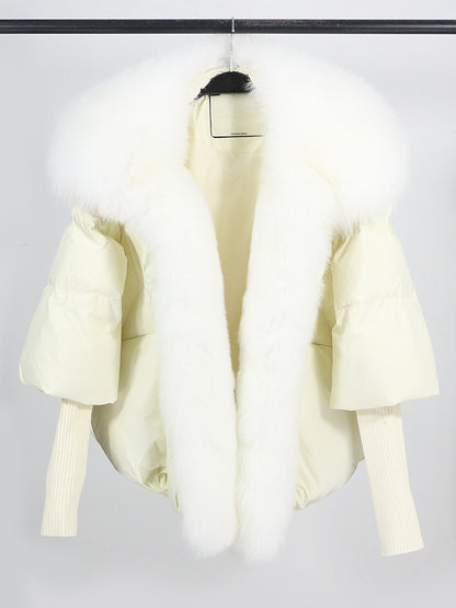 Lose Natürliche Echt Fox Pelz Kragen Mantel Dicke Neue Europäische Mode Weiße Ente Unten Jacke Winter Frauen Warme Luxus Oberbekleidung