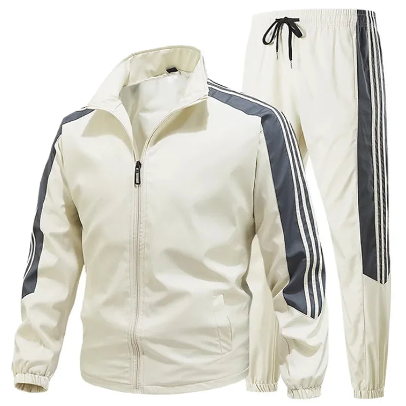 Cool Casual Sports Suit for Teenage Boys Large Size Trendy Workwear Pants Included One Complete Set Handsome Male Apparel.