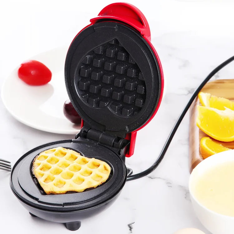 Electric Waffle Machine Portable Home Breakfast Machine Waffle Maker Breakfast Love Heart Shaped Waffle Maker Cooking Appliance.