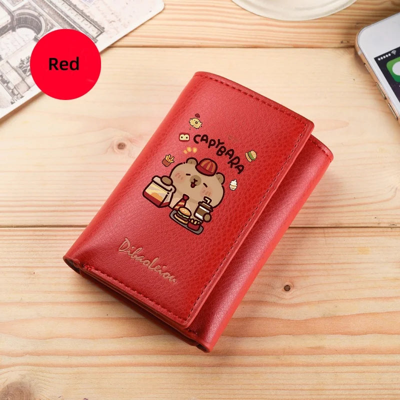 New Mini Short Tri-Fold Ladies Wallet Adorable Compact Feminine Wallet for Women.
