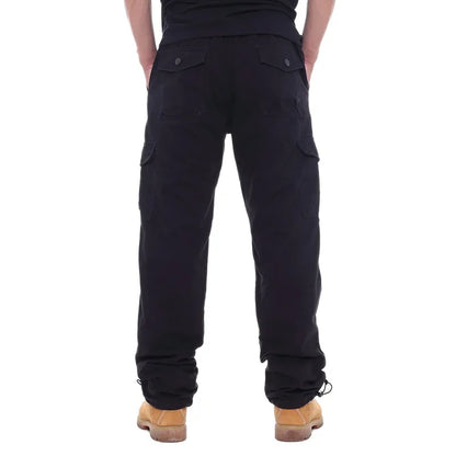 2025 Men's Casual Elastic Waist Plus Size Cargo Pants Multiple Pockets Loose Fit Trousers For Construction Site