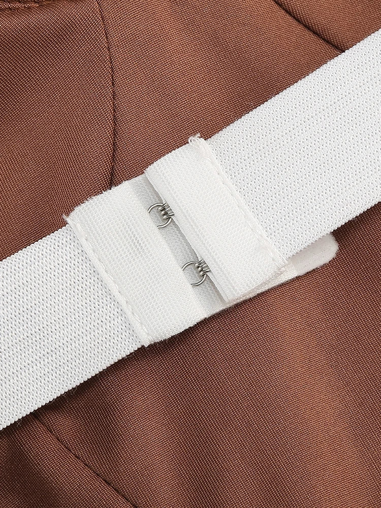 Sexy eine Schulter drapiert Glitzer langes Kleid Frauen braun Korsett funkelnd rücken frei figur betonte Maxi kleider Abend party Kleider.