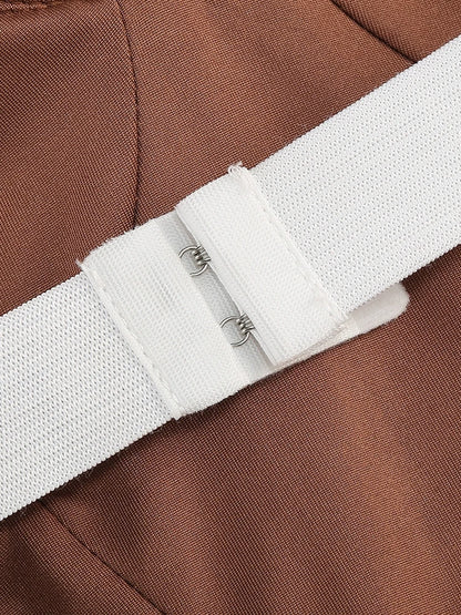 Sexy eine Schulter drapiert Glitzer langes Kleid Frauen braun Korsett funkelnd rücken frei figur betonte Maxi kleider Abend party Kleider.