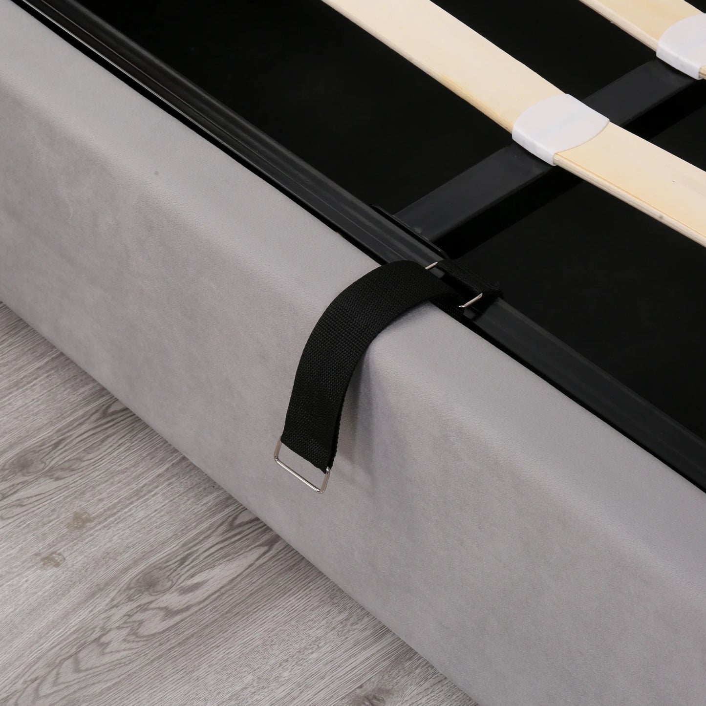 Fangange gepolstertes ohrenförmiges Bett, komplettes/Queensize-/King-/Doppelbett, hydraulisches Funktionsbett mit Lattenrost und Stauraum, Samt