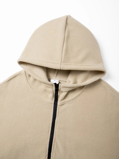 Autumn Winter Polar Fleece Warm Hooded Jacket Mens Full-Zip Up Windproof Hooded Coat Outdoor Loose Casual Fleece Sweatshirt.