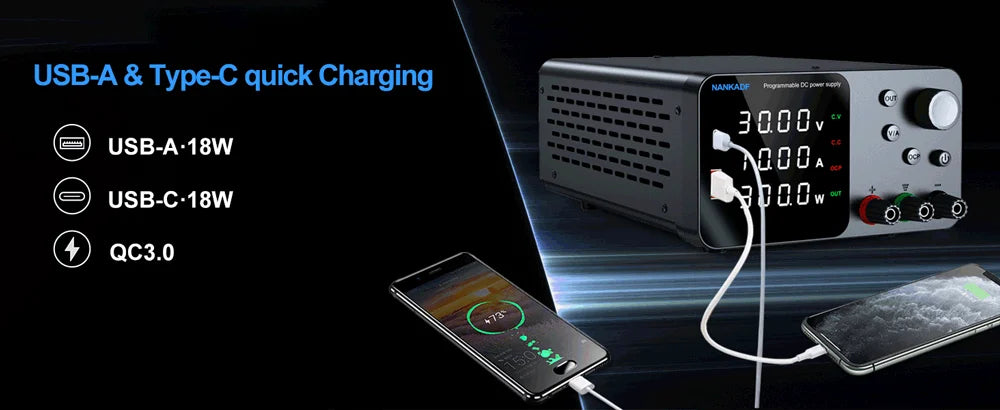 NANKADF Lab Bench Power Supply 30V 10A Switching Power Supply Unit 30V 5A  Adjustable Source 60V 5A Voltage Stabilizer 120V 3A.