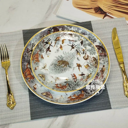 European ceramic western dinner plate, jungle set, steak plate, Coffee cup, afternoon , personalized gift set