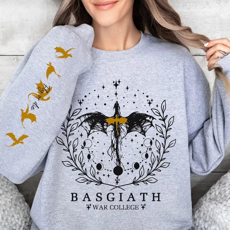 Fourth Wing Sweatshirt Basgiath War College Sweatshirt Women Graphic Hoodies Riders Quadrant Fantasy Reader Bookish Pullover Top.