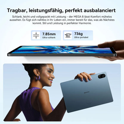 Blackview MEGA 8 Tablet 13‘’ 2K FHD Display, Octa Core T620 Android 15, 12GB RAM, 512GB ROM, 50MP + 13MP Camera, 11000 mAh.