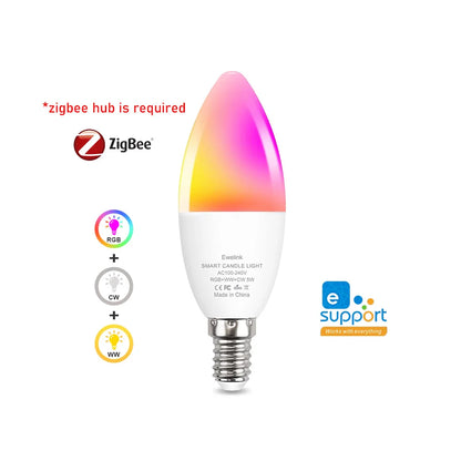 Ewelink E14 Smart Wifi LED-Glühbirne Zigbee RGBCW Kerzenlampe funktioniert mit Alexa Amazon Google Home Yandex Alice Smartthings.