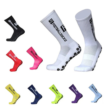 3/1Pair New Style FS Football Socks Round Silicone Suction Cup Grip Anti Slip Soccer Socks Sports Men Women Baseball Rugby Socks.