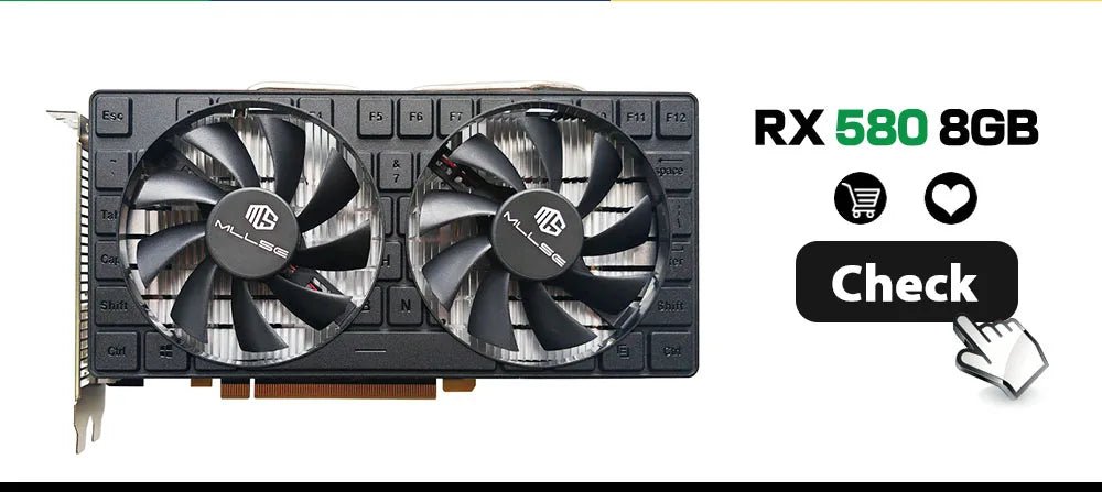 MLLSE AMD RX 580 8GB 2048SP Gaming Graphics Card GDDR5 256Bit PCI-E 3.0 ×16 8Pin Radeon GPU Rx 580 Video Card Placa De Video.