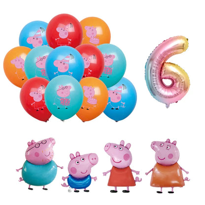 Cartoon Peppaed Schweine Geburtstag Party Dekoration George Seite Pappteller Einweg Geschirr Ballon Für Kind Event Liefert.