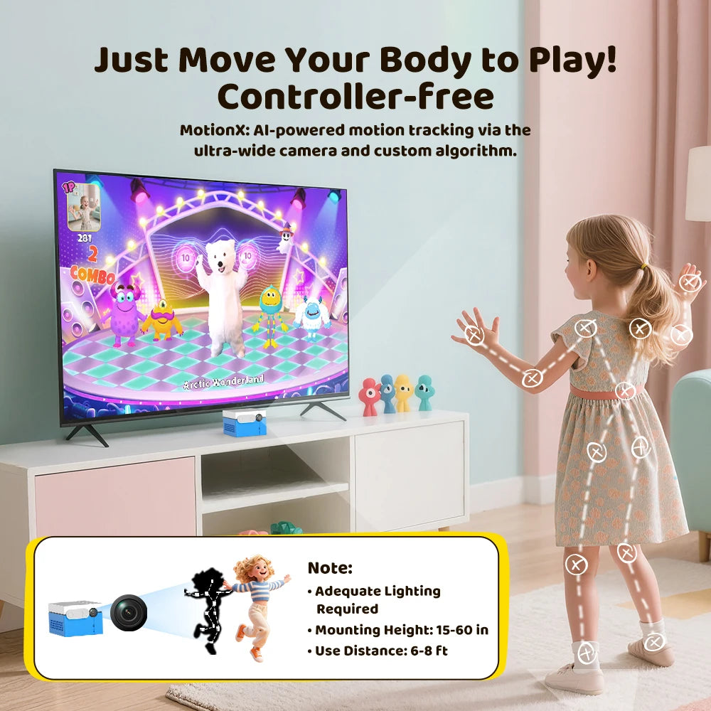 KINHANK MotionX Video Game Console for Kids & Families Ongoing Updates Kids Toy Active Play System Indoor Physical Activity.
