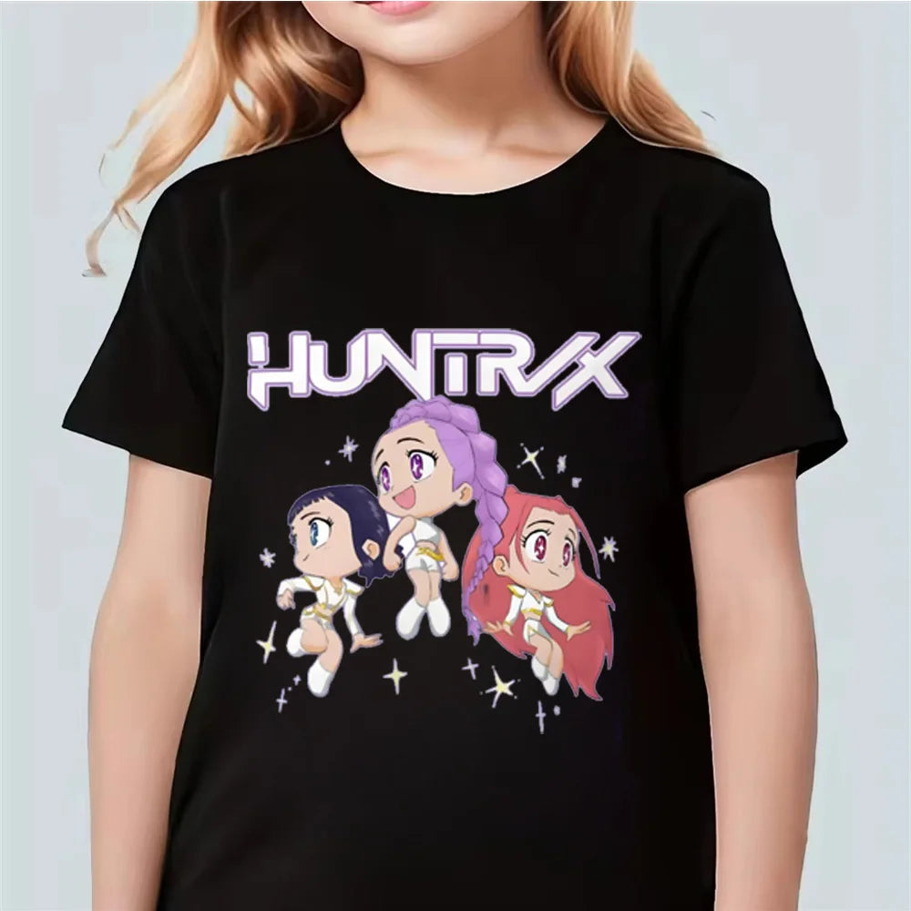 Fashion Casual Kids T-shirt KPop Demon Hunters  Cotton Tshirt Clothes Cool Girls Tee Top Funny Gift for Fans.