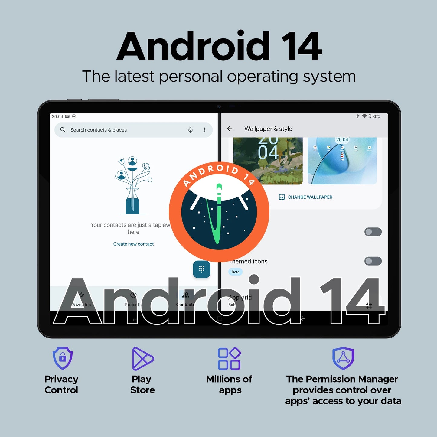 DOOGEE T40 Android Tablet 14 11 ''IPS 2.5K 8GB RAM 512GB ROM Helio G99 8580mAh 18W Charge Face Unlock 7.6mm ultra-thin Tablet.