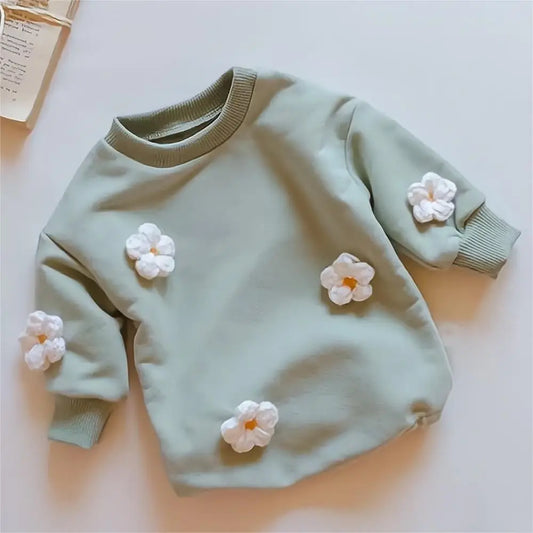 2024 Frühling Baby Kleidung Blumen Sweatshirt Stram pler Baby Mädchen Jungen Langarm Bodysuit Kleidung Neugeborene 0-12 Monate 24m Overall