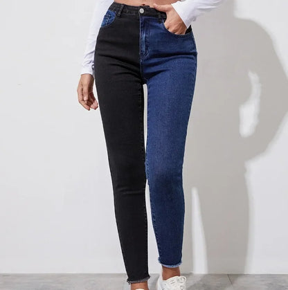 High Waist Casual Slimming Stretchy Jeans Women's Fashionable Versatile Pants High Waist Decorative No Elastic Band.